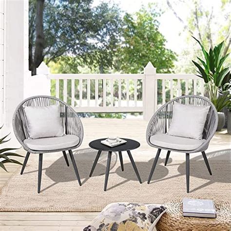 DRX 3 Piece Patio Rope Set Outdoor Woven Rope Conversation Balcony ...