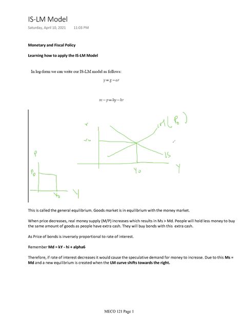 Covers the link between the IS-LM Model. - Monetary and Fiscal Policy ...