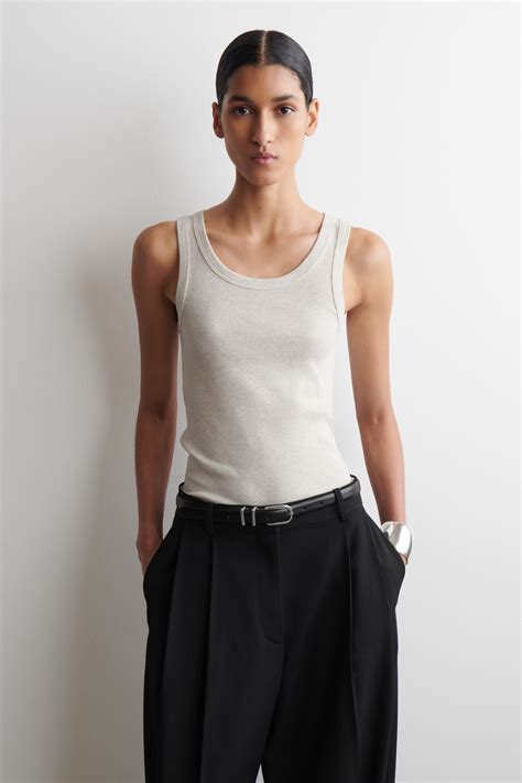 RIBBED COTTON TANK TOP - LIGHT BEIGE / UNDYED | COS US
