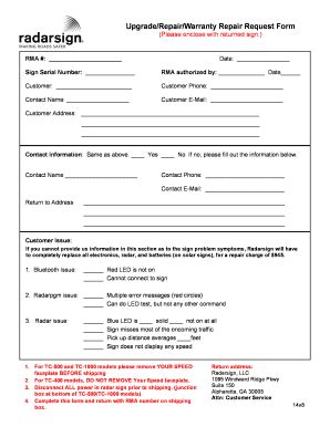 Fillable Online UpgradeRepairWarranty Repair Request Form Please Fax ...