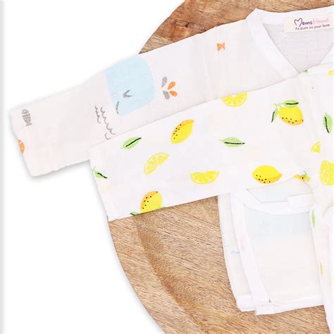 Organic Cotton Muslin Front Open Kimono Jhabla & Nappy For New Born Ba ...