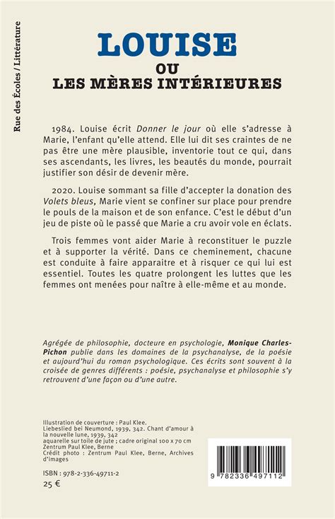 Monique Charles-Pichon, Louise ou Les mères intérieures, roman, L ...