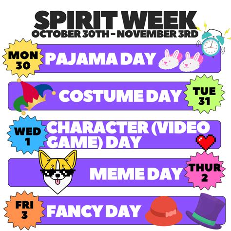 Spirit Week Theme Ideas