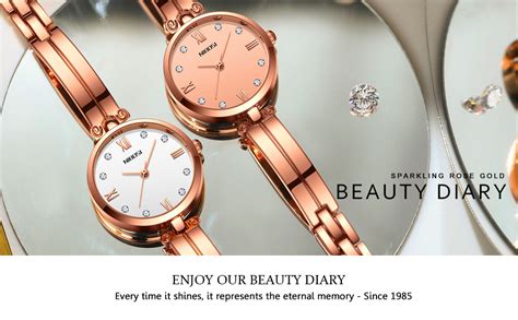 NIBOSI Women Watches Rose gold Analog Wrist Watch with Diamond Dail ...