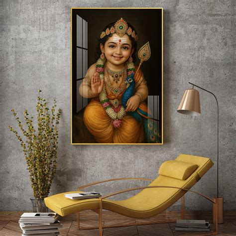 Buy Lord kartikeya Swamy Glass Finish Vertical Wall Art Online @ Best ...
