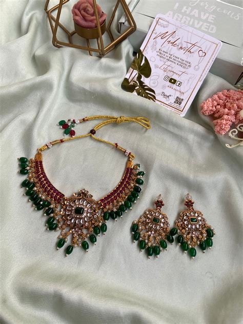 AD Hasli Dark Green Necklace with Balis – Daivik.in