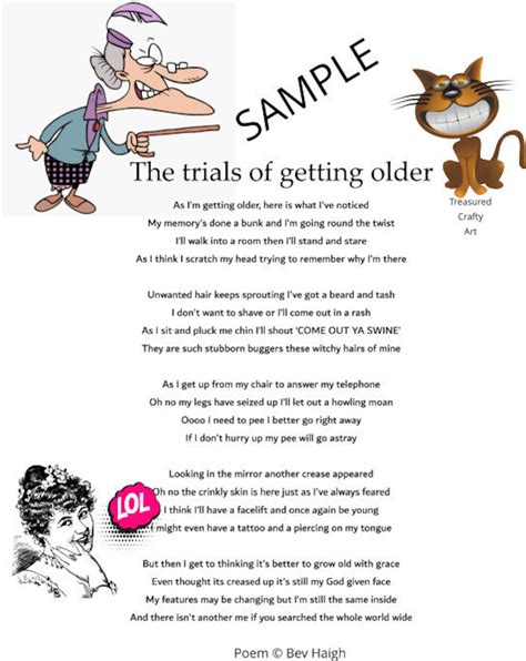 Humorous Poem Funny Poem Getting Older Poem - Etsy