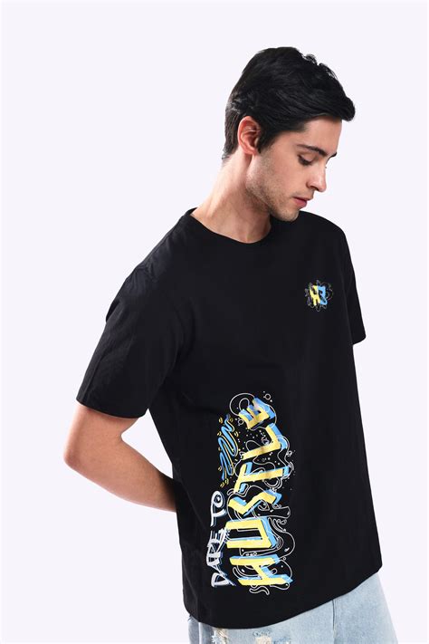 Rarebond's Dare To Hustle Black Half Sleeve Comfort Fit Round Neck T-S ...