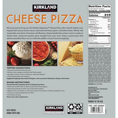 Kirkland Signature Frozen Cheese Pizza at Costco Directions