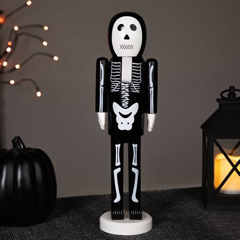 Northlight Skeleton Wooden Halloween Nutcracker - 14" - Black and White ...