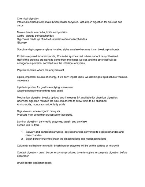 Lecture 26- HUBS - Chemical digestion Intestinal epithelial cells make ...