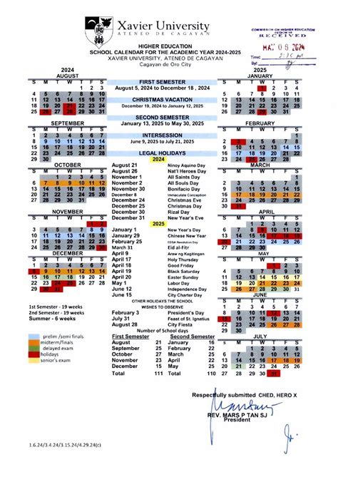 Xavier University - Higher Education School Calendar