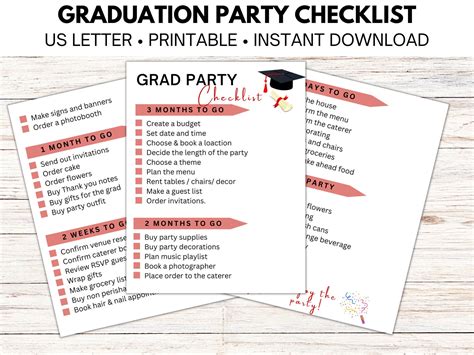 Graduation Party Checklist, Graduation Party Planning Checklist, Grad ...