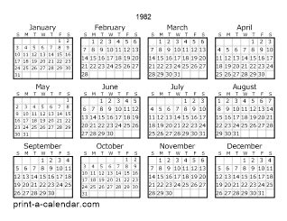 1982 Calendar