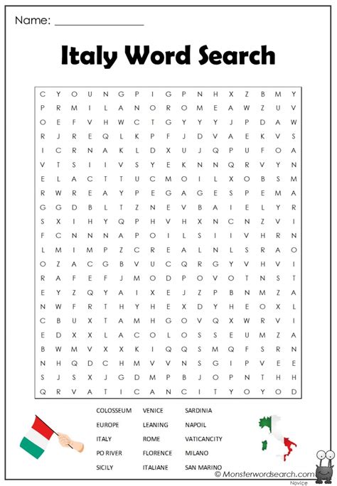 italy word search - Monster Word Search