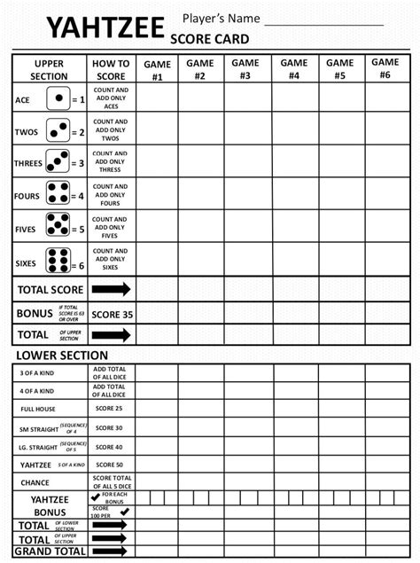 Swedish Yahtzee Score Card - Yahtzee Score Sheets
