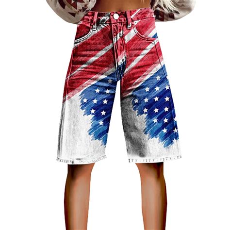 IDALL 4Th Of July Shorts Jean Shorts High Waisted Shorts Women Lounge ...