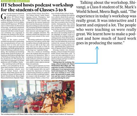 MEDIA COVERAGE - St.Marks World School Meera Bagh