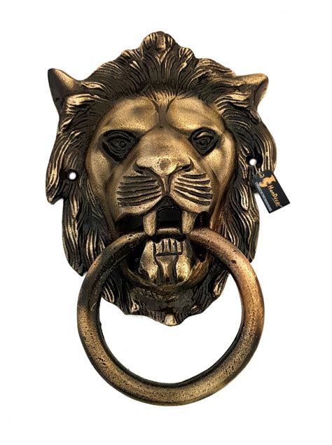 Buy Lion Design Door Knocker - Antique Brown Brass Showpiece Online at ...