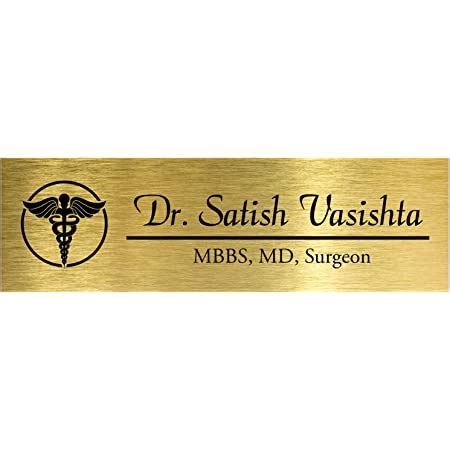 GFTBX Personalized Gold ABS Doctor Name Plate For Office & Home (9 x 3 ...