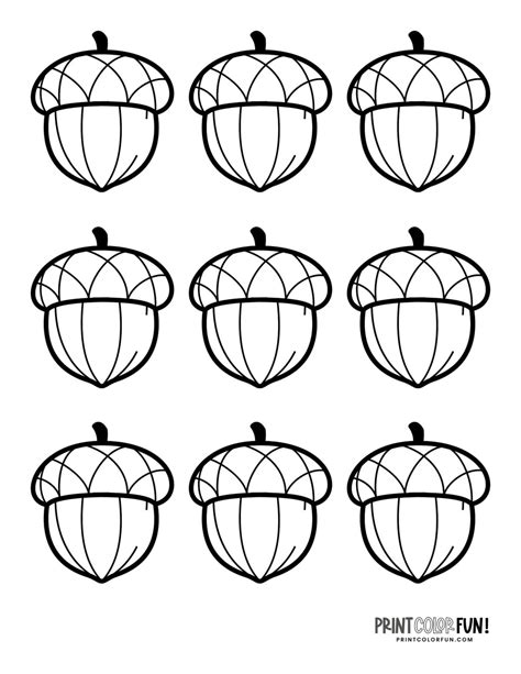 Acorn Coloring Printable Pages Preschool Fall Template Crafts Kids ...