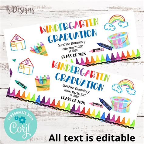 Editable Graduation Ceremony Ticket, Instant Download Pre- K ...