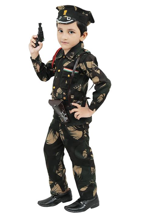 Buy Chandrika Kid's Cotton Army Costume Dress (Green, 5-6 Years) Online ...