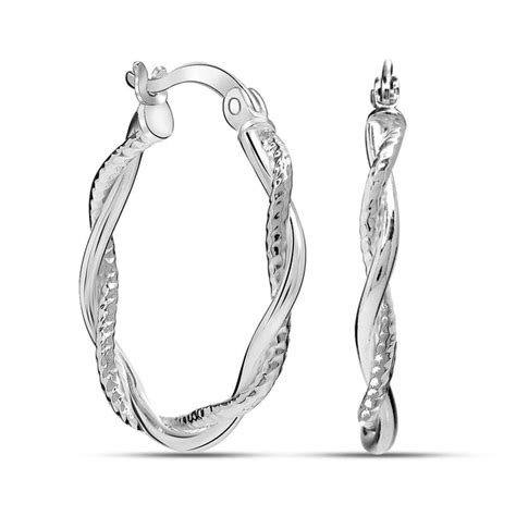 LeCalla - Buy 925 Sterling Silver Twisted Rope Click-Top Hoop Earrings ...