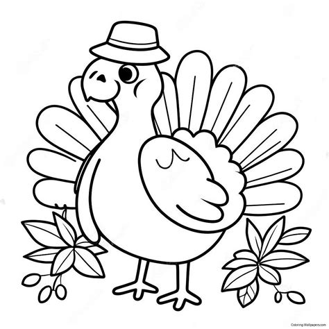 Cute Thanksgiving Turkey Coloring Page (8800-6985)