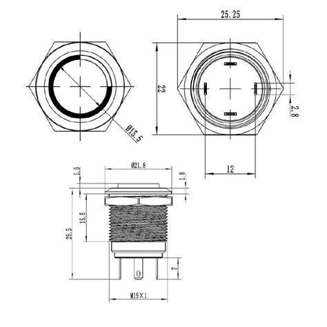 19H-G1-E 19mm Bulge Momentary Illuminated Metal Button - Green ...