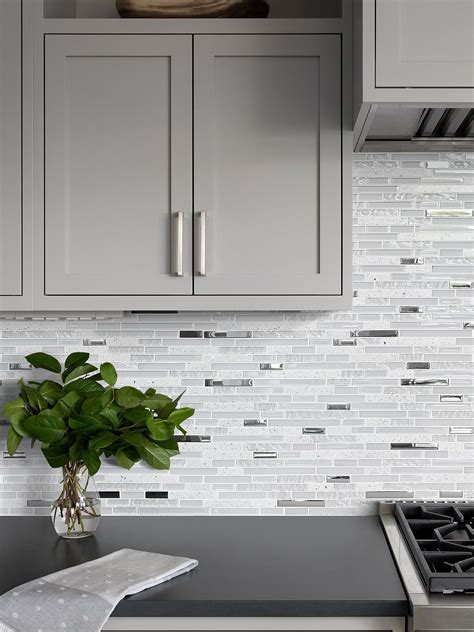 Modern White Glass Quartz Mosaic Tile | Backsplash.com | Modern glass ...