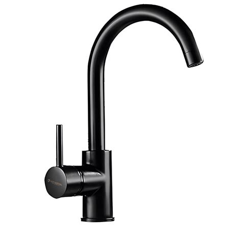 Rivera Black Kitchen Sink Mixer Tap – Round Swivel Spout Design | Krysstal