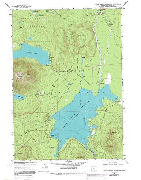 Crane Prairie Reservoir topographic map 1:24,000 scale, Oregon