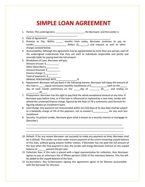 Private Loan Agreement Template Free - PARAHYENA