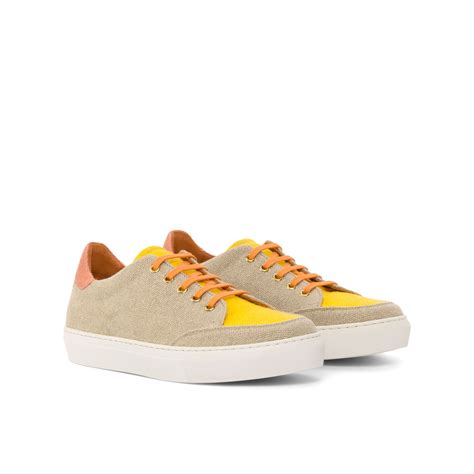 Ladies Activa Basica Sneaker - Ice Linen Fabric detailed with Mustard ...
