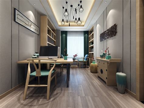 新中式办公室|空间|家装设计|阿坤的门徒 - 原创作品 - 站酷 (ZCOOL)