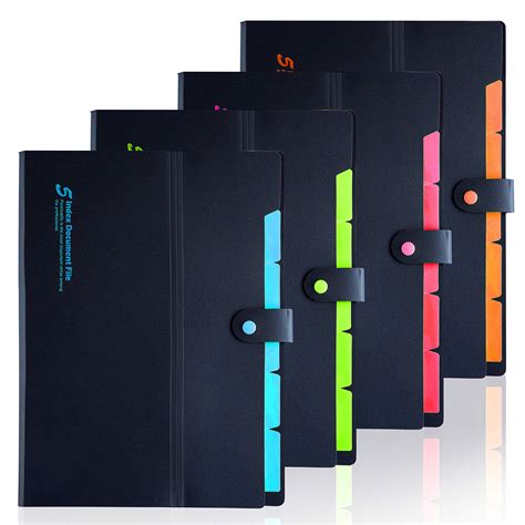Buy FANWU 4 Pack Expanding File Folders with 6 Pockets, A4 Accordion ...