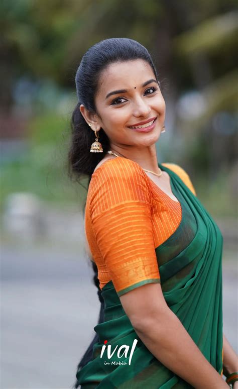 Padmaja Cotton Half Saree - Orange and Dark Green – Ivalinmabia