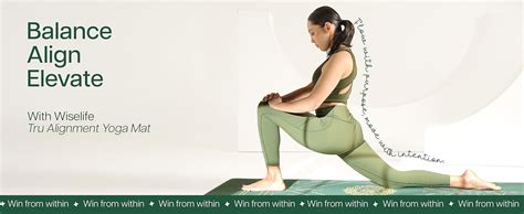 WiseLife TRU Alignment Yoga Mat + Sleek Yoga Strap for Men and Women ...