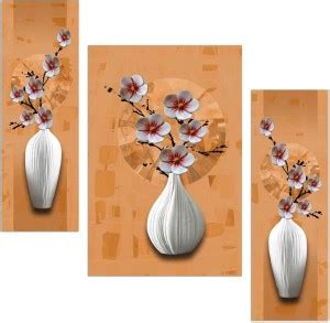 White Floral 3 Piece MDF Painting Paper Print - Floral & Botanical ...
