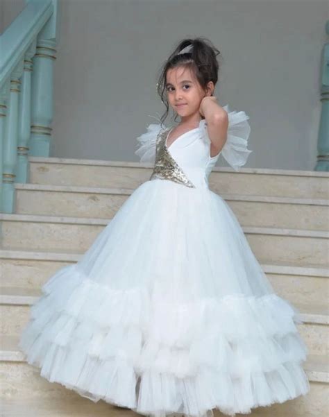 White Flower Girl Tulle Dress, Baby Wedding Dress, Baby Birthday Dress ...