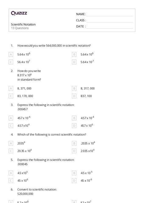 50+ Scientific Notation worksheets for Kindergarten on Quizizz | Free ...