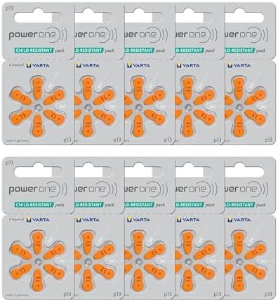 Wns-Emg-World 60 Powerone Mercury Free Hearing Aid Batteries Size: 13 ...