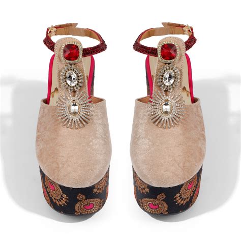 Crimzon Women Reina Beige Platforms 5.0 Inch Heel Faux Leather