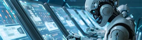 Futuristic robot control panel with advanced digital interfaces and ...