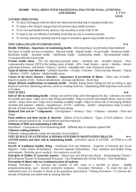 MX3085 Yoga Syllabus: Well-Being with Traditional Practices - Studocu