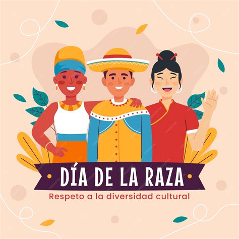 Premium Vector | Hand drawn dia de la raza celebration illustration