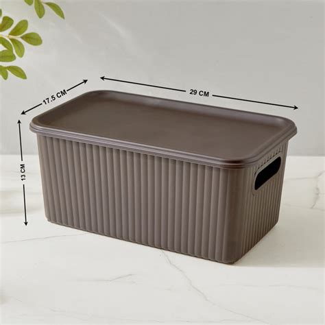 Buy Fiesta Saffiano Polypropylene Ribbed Storage Basket with Lid from ...