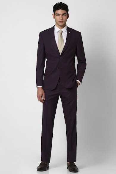 Buy Men Purple Textured Wedding Two Piece Suit Online - 39906853 | Van ...