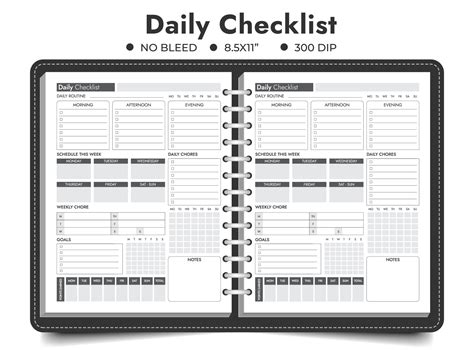 Daily checklist routine log planner notebook page, printable tracker, Daily activities planner ...